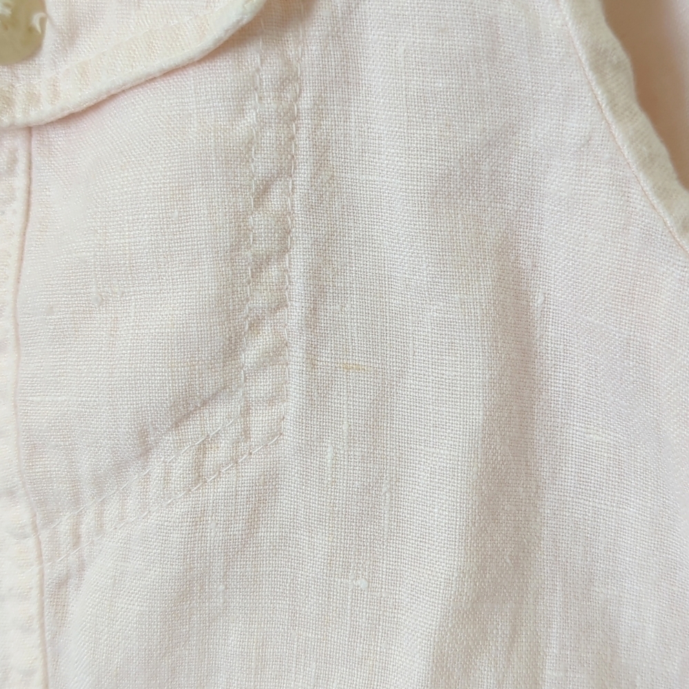 City Lights 90's Vintage 100% Linen Long Sleeve Button Down Shirt Baby Pink M - Picture 9 of 15